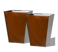 JonesHouseDeco Garden Large Metal Planter Set of 2 Front Door Planters Wide Tapered Tree Pot 35(W) x45(H) cm Luxurious Glossy Glazed Red Square Fern Pot Indoor & Outdoor with Drainage Hole 40L