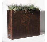 JonesHouseDeco Large Garden Long Trough Planter Brown Reinforced Rectangle Plant Pot with Inner Lining Leaking Mesh Panel L96 W25 H76cm Zinc Tall Long Brown Metal Galvanised Planter