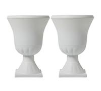 JonesHouseDeco Urn Planter Flower Pedestal Roma Trophy Pots 55cm 2 PCS White Urn Pot Imitation Stone Roman style Planters Deco Round Flower Pots Large Volume Plant Pot Classical Roman Architec Style