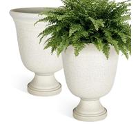 JonesHouseDeco Urn Planters set of 2,Roma Trophy Pots 50cm White Urn Pot,Imitation Stone Texture Flower Pots Large Vintage Resin Large Planter Indoor-Outdoor Victorian Era Plant Pot