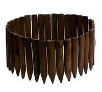 JonesHouseDeco Wooden Fence Edging Outdoor Garden Lawn Landscape Flexible Decorative Border Burnt Wood Finish Length 120cm x Height 20cm - Dark Brown