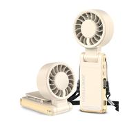 Joneytech Portable Handheld Fan, Rechargeable Personal Fan with 100-Level High Speed, 12-Hour Cooling & LED Display, Small Pocket Fan for Travel Commute Outdoor, Great Gifts for Women（Cream）