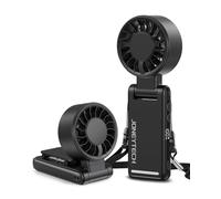 Joneytech Turbo Hand held Fan, High-Speed Portable Fan with Strong Airflow 4-in-1 Mini Small Clip/Neck/Desk/Travel Fan 360° Rotation Rechargeable Personal Fan for Travel Holiday essentials(Black