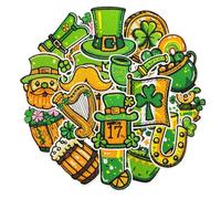 Jongdari 16PCS St. Patrick's Day Iron on Patches, Shamrock Flower Clover Lucky Applique Patch Sew On Embroidered Patches for Clothes, Jeans, Hats, Jackets and DIY Decoration