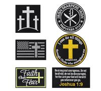 Jongdari 6PCS Christian Military Tactical Patches, Hook and Loop Cross Morale Applique Patch for Backpacks Hats Vest