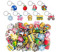 Jongdari 80pcs Cute Keychains for Kids, Random Different Cartoon Assorted Mini Funny Backpack Key Chain Charms Bulk, Classroom Prizes Gifts for Students