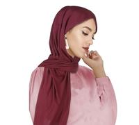 Jonglory Premium Cotton Hijab Head Scarf Buckle Scarves Wrap for Muslim Women Lightweight (wine red)