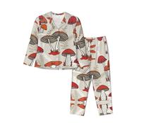 JONGYA Red Mushrooms Printed Women'S Long Sleeved Pajama Set, Comfortable And Fashionable Casual Pajamas