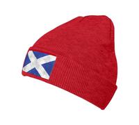 JONGYA Scottish Retro Printed Soft, Warm and Elastic Knitted Hat, Fashionable and Warm Winter Accessories Red