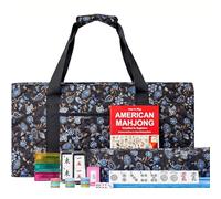 Jongyance American Mahjong Game Set,Mahjong Tile Set,Blcak Soft Carrying Bag,166 White Mahjong Tiles,4 All-in-One Color Rack/Pushers,100 Chips,1 Wind Indicator(MaJong,Mah-Jongg, Majiang)