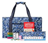Jongyance American Mahjong Set with Blue Carrying Bag, 166 White Tiles, 4 All-in-One Rack/Pushers, Mahjong Tiles Set (Ma Jong, Mah-Jongg, Majiang)