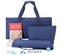Jongyance American Mahjong Set with Dark Blue Carrying Bag, 166 White Tiles, 4 Racks withPushers, Mahjong Tiles Set for Beginners