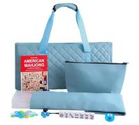Jongyance American Mahjong Set with Light Blue Carrying Bag, 166 White Tiles, 4 Racks with Pushers, Mahjong Tiles Set for Beginners
