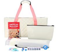 Jongyance American Mahjong Tile Set with Carrying Bag, 166 White Tiles, 4 Racks with Pushers, Mahjong Set for Beginners