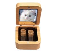 Jongyumo Pet Memory Box, Wooden Storage Box for Cats Keepsakes, Glass Bottle Storage for Cat Lovers, Collection for Memory Ash, Claws, Feathers, Rabbits