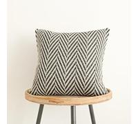 Jonhier Black White Chevron Square Throw Pillow Cover, Boho Farmhouse Geometric Pattern Cushion Cover, Mid Century Accent Decorative Pillowcase for Sofa Couch Bedroom Living Room, 18 x 18 inch