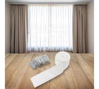 Jonikuper 10m Curtain Tape with 50 Hooks for Replacement - Sturdy Fabric and Metal Ruffle Tape for Curtains, Sew-On Drapery Header Strip, Easy