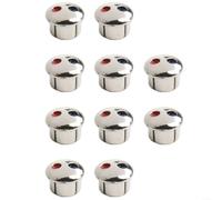 Jonikuper 10Pcs Tap Indices Hot And Cold Inserts, Red And Blue Label Decoration Cover Faucet Handle Hot And Cold Water Sign, For Bathroom And Toilet(Silver)