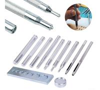 Jonikuper 11-Piece Leather Hole Punch Set with 7-in-1 Die Base (6-15mm) and Hollow Punches (2.5mm, 3.0mm) for Snap Fasteners, Rivets & Studs - Hand Tool for Belt Crafting(SKU)