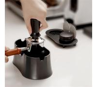 Jonikuper 2 in 1 Espresso Knock Box with Detachable Coffee Tamper Mat and Tamping Station for Espresso Machines, Noise Reduction Design with Anti-Slip Base, Dishwasher(Black)