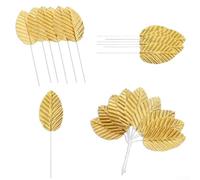 Jonikuper 200pcs Gold Artificial Leaves with Stems for Wedding Bouquets, Garlands, Cake Flowers & Home Decor - Fabric & Metal Wire, 4-inch Total Length,(sku)