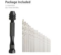 Jonikuper 31-Piece Pin Vise Drill Bit Set for Mini Hand Rotary Tools - 0.5-3.0 mm Bits, Aluminum Alloy Hand Drill with 0.2-3.4 mm Chuck, Ideal for Jewelry, Resin & Model Making(SKU)