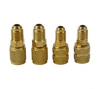Jonikuper 4PCS Manifold Gauge Adapter Set, Quick Coupler 5/16 SAE Female To 1/4 SAE Male Flare Brass Fitting Conversion Kit, For R410a HVAC