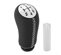 Jonikuper 5 Speed Gear Knob Lever Shift Compatible with for Renault for Laguna for Megane 2 and for Clio 3 Models 2003 2009 Leather Finish Replacement Gear Shift Head (White line)
