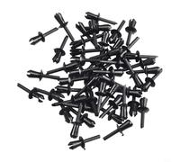 Jonikuper 50 Pcs 5mm Black Plastic Rivet Clips Fastener for Car Trim Panel, Engine Lining & Splash Guard - Non-OEM Accessory