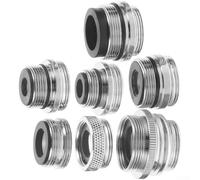 Jonikuper 7 Pcs Copper Aerator Adapters for Bathroom Sink, Assorted Thread Sizes 3/4 Inch 27T 55/64 Inch 27T 3/8 Inch 18T Male to Male Female, Compatible with Garden