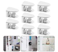 Jonikuper 8 Pack Zinc Alloy Glass Shelf Brackets with Anti-Slip Rubber Pads, Adjustable for 6-10mm Shelves, Compatible with Cabinet Bookshelf Display Unit Pantry Shelving, Silver