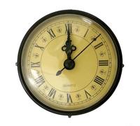 Jonikuper 80mm Quartz Clock Insert Movement with Roman Numerals for DIY Clock Replacement Parts, Black Retro Yellow Face Silent Hands Mechanism for Home Decor