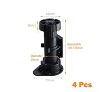 Jonikuper Adjustable Cabinet Legs 4 Pcs Set - Heavy Duty Plastic Plinth Feet for Kitchen, Bathroom & Home Furniture - Compatible with Cabinets, Cupboards, Vanities -(120-150 2#)