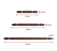 Jonikuper Alloy Steel Double-Head Screwdriver Bit Set for Electric Screwdrivers, PH2 Tip, 6.35mm Hex Shank, 65mm/100mm/150mm Lengths, 2-Piece Pack(65mm)