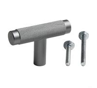 Jonikuper Aluminium Knurled T-Bar Cabinet Knob for Kitchen Drawers and Cupboards - 12 mm Diameter, 10 mm Height, Modern Textured Door Handle - Pack of 1(silver gray)