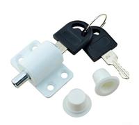 Jonikuper Aluminum Alloy Sliding Lock for Doors - Child Safety Protection with Key, 40x25x19mm, Compatible with Left-Right Moving, No Drill Installation(White)