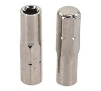 Jonikuper Bit Adapter for Screwdrivers - 6.35mm Hex Shank to 4mm Socket Driver, 25mm Steel Bit Holder with Magnet, Silver, 2-Pack, Compatible with Bits Not Power Tools(SKU)