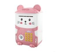 Jonikuper Children's Interactive ATM-Style Piggy Bank with Automatic Induction, Fingerprint & Password Security, Large Capacity Savings Tank, ABS Material - 20(Light Pink)