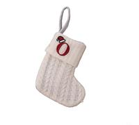 Jonikuper Christmas Stocking Knitted with White Snowflake and Alphabet Design for Holiday Tree Decoration, 20x10cm(O)