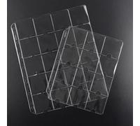 Jonikuper Clear PVC Coin Holder Page with 20 Pockets for Coin Collection - 10 Sheets Pack, 52x52mm Inner Pockets, Compatible with up to 50mm, 9-Hole Loose-For Leaf(1pc)