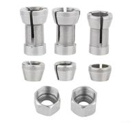 Jonikuper Collet Chuck Set for Engraving & Trimming Machines - 6mm / 6.35mm / 8mm Carbon Steel Router Bit Adapters, Heat-Treated Fit, 6-Piece Kit(Adapter for + nut 8PC)