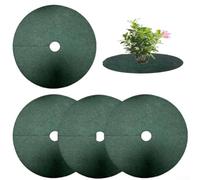Jonikuper Fiber Mulch-Ring, Garden Tree Protection Mat 20 Pack Non-Woven Fabric Mulch Ring Plant Root Cover Moisture Retaining Weed Barrier Disc Environmental Friendly Green(15cm)