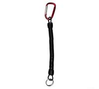 Jonikuper Fishing Missed Rope for Lure Pliers, Anti-Lost Spiral Spring Lanyard with Aluminum Alloy Lock, 21cm Extended to 120cm, PU Stretchable Tool Tether for(Red)