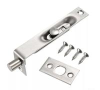 Jonikuper Flush Bolt 4-inch Stainless Steel Security Door Guard Lever Latch Compatible with for Lightweight Wooden Doors, Silver, Dry Residential Use Only