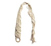 Jonikuper Hand-Woven Macrame Hat Display Rack for Wall or Ceiling, 3-Tier Cotton Rope Hanger with Wooden Ends, Boho Style Cap Holder for Living Room, Bedroom, Hotel(2 layers 129cm)