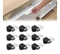 Jonikuper Kitchen Cabinet Door Stopper Catch with Magnetic Suction for Soft Close Push to Open Function, Black ABS Plastic Rebounder for Bathroom and Kitchen Cabinet(single)