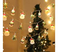Jonikuper LED String Lights for Christmas Decor - 6m Warm White Fairy Lights with Santa, Snowman & Tree Silhouettes, USB Powered, Safe for Home, Garden Display