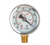 Jonikuper Mechanical Filter Pressure Gauge with Copper Connector for Oil-Water Separators and Vacuum Measurement, Dual-Scale (psi/bar & mmHg), Metal Housing,(vacuum gauge)
