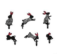 Jonikuper Metal Bunny Silhouette Garden Ornament for Outdoor Decor, Black Iron Easter Decoration for Lawn, Pathway or Flower Bed Display(set)