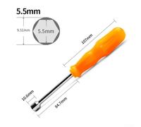 Jonikuper Mini Hex Bit Socket Wrench Set for Carbon Steel Nut Shank Drill Adapter Tools, 5-10 mm Sizes, Chrome-Plated, Orange PP Handle, 190-200 mm Length, 1 Pc(5.5mm)